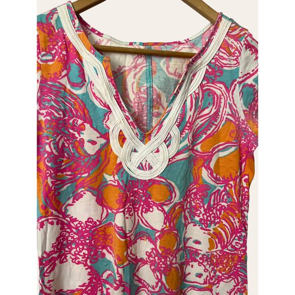 Lilly Pulitzer Pink Brewster Floral Print Short Sleeve Mini Dress Size XS - Picture 7 of 9